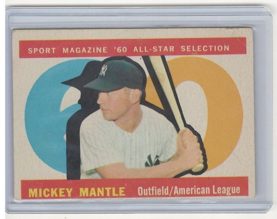 1960 TOPPS MICKEY MANTLE BASEBALL TRADING CARD