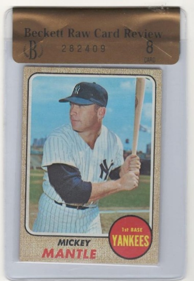 1968 TOPPS MICKEY MANTLE BASEBALL TRADING CARD