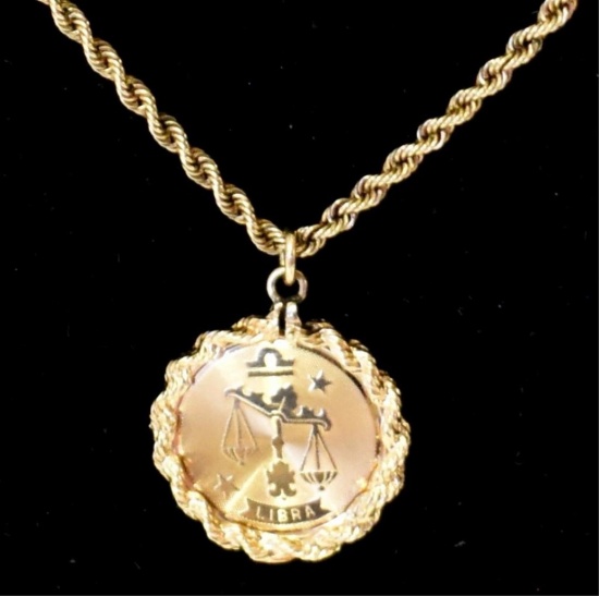 14K GOLD NECKLACE WITH LIBRA PENDANT