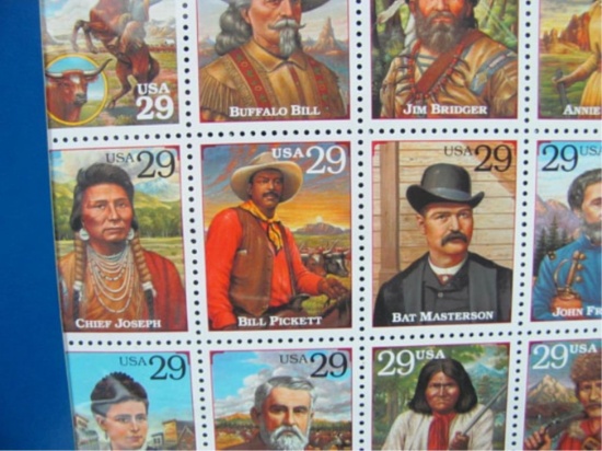 1994 RECALLED "LEGENDS OF THE WEST" STAMP SHEET