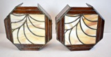 TWO STAINED GLASS WALL MOUNT SHADES