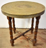 SMALL BRASS TOPPED SIDE TABLE