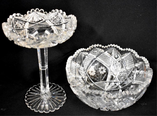 TWO PIECES OF BRILLIANT PERIOD CUT GLASS