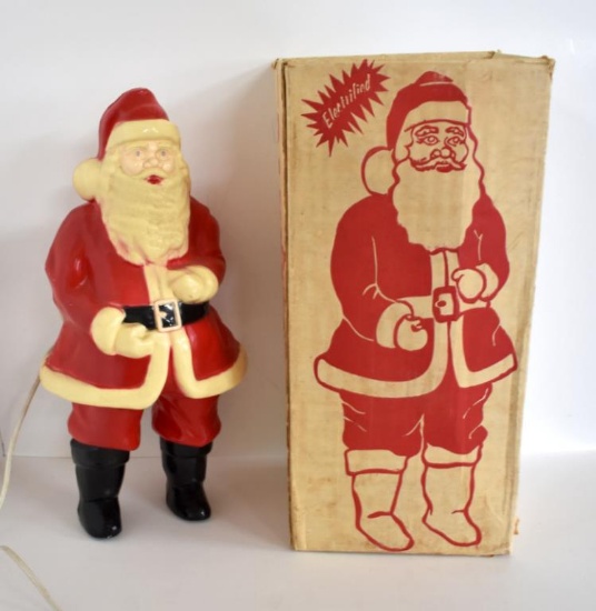 CIRCA 1950s ELECTRIFIED PLASTIC SANTA