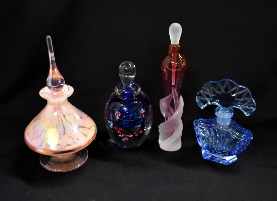 FOUR ART GLASS PERFUMES (ASPCA CHARITY LOT)