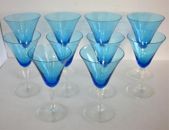 TEN BLUE COCKTAIL GLASSES