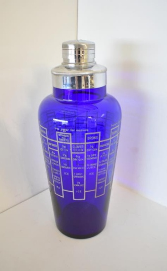 LARGE ART DECO COBALT COCKTAIL SHAKER