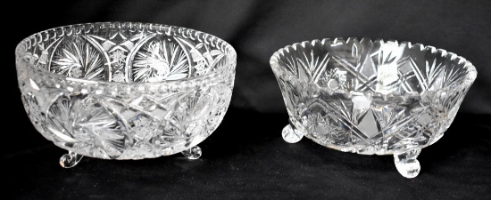 TWO FOOTED CUT GLASS BOWLS - CASA CHARITY ITEM