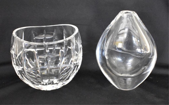 TWO LEADED GLASS VASES