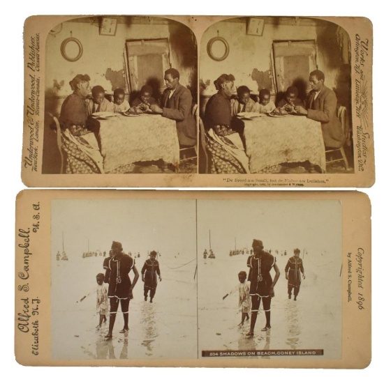 TWO BLACK AMERICANA STEREO OPTIC VIEWER CARDS