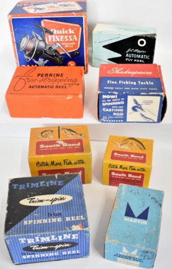ASSORTED VINTAGE FISHING REELS & BOXES