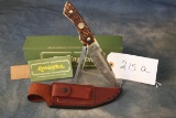 215A. Rem. R-6 Hunting Skinner w/ Box Leather Sheath Stone & Papers