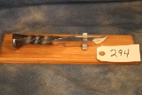 294. Railroad Spike Knife w/ Oak Holder