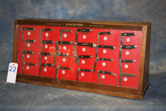 22. Winchester Knives Store Display Case w/ Orig. Display Knife Inventory Awesome!