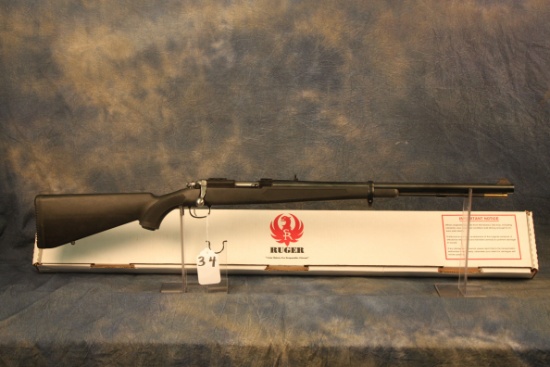 34. Ruger 77/50 .50 Cal Muzzleloader, Syn, 209 Conv. Kit, & Rings SN:730-19585