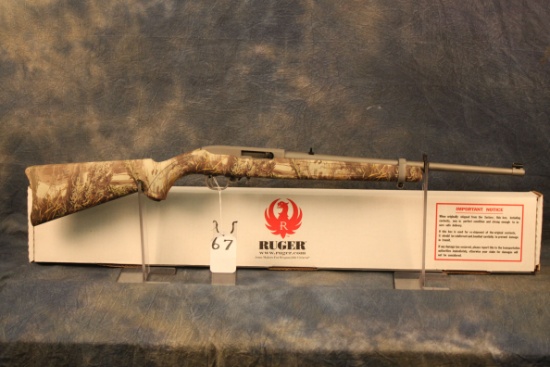 67. Ruger 10/22 Brushed Stainless Camo Syn. SN:355-18704