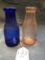 133. Blue & Pink Glass Milk Bottles 2X