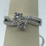 71. Ladies 14K White Gold 2-Diamond Fashion Ring