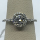 72. Ladies 14K White Gold Halo Engagement Ring