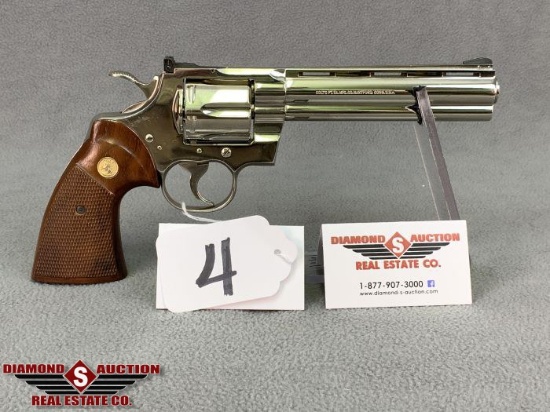 4. Colt Python .357 Mag, 6” Barrel, Nickel Finish, Great Cond. SN:87393E