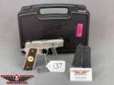 137. Kimber Pro Carry II .45 Auto, Night Sites, Stainless, Laminate Grips, Bone Inlay, Officer Mod.