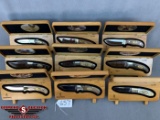 657. Browning Hunting Heritage 9-Knife Set w/ Carved Pres. Boxes, Nice Set!