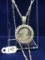 145. .925 Sterling Pendant w/ Sterling Chain & coin 12.6 gm.