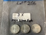 206 American Silver Eagles, 2004 (3x the Money)