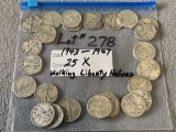 1943-1947 Walking Liberty Half Dollars (25x the Money)