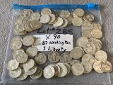 (87) Washington Quarters & (3) Liberty Quarters (90x the Money)
