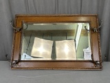 432. Vintage Framed Miror W/Hooks