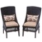 2 Hampton Bay Woodbury Patio Dining Chairs with Textured Sand Cushions