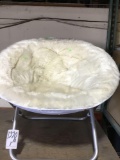 Faux fur round folding chair