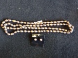Genuine fresh water pearl necklace 46'' and earings