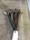 Assorted large adjustable end wrenches