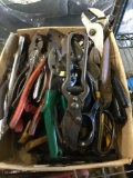 Box of assorted pliers and cutters