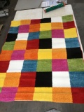 Bright Squares Multicolored Rug 5' x 7'