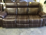 Brown Leather Reclining Sofa ****HAS TEAR ON REARSIDE OF SOFA****