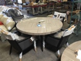 Brown Jordan Greystone Dining Table w/Umbrella Hole and 4 Matching Dining Chairs