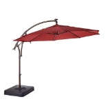 11 ft. LED Round Offset Patio Umbrella in Red