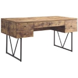 Industrial style writing desk in antique nutmeg. ***NOT ASSEMBLED***