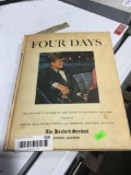 JFK Four Days Book and Various Death Related Newspaper Clippings and Papers