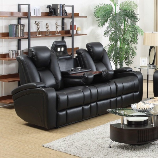 Bissette Reclining Sofa by Red Barrel Studio In Black Faux Leather
