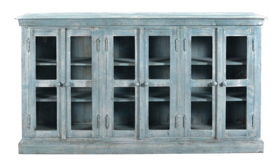 Eastpoint 6 Door Sideboard by Rosecliff Heights in Aruba Distressed Turquoise