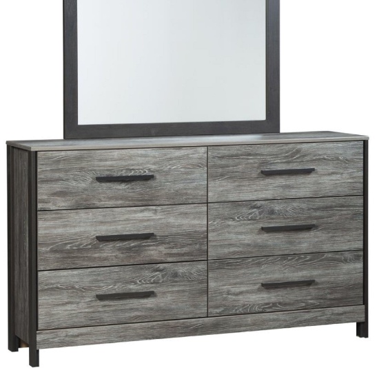 Fuller 6 Drawer Double Dresser w/Matching Mirror by Loon Peak in Weather Barn Wood