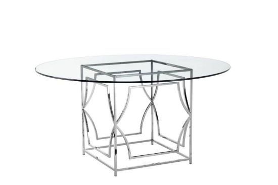 George Glass Dining Table by Willa Arlo Interiors in High Polished Steel