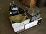 Pallet of lab equipment: water baths, shakers, burners & vaccum pumps