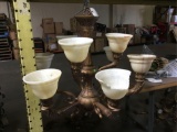 2 Metal 9-Light Chandeliers w/Alabaster Shades