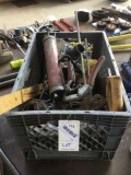 Assorted Hand Tools, Grease Guns, Wire, Saw Guide Etc.