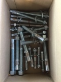 10 Boxes Assorted Sized Red Head Nut and Bolts, 3/8 Expan Anchors, Wedge Anchors Etc.